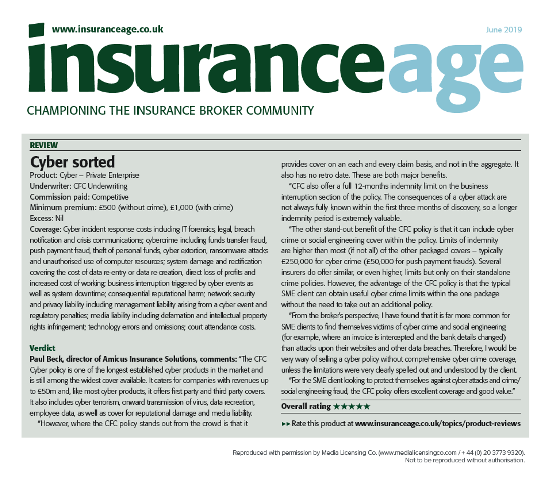 Insurance age cyber product review
